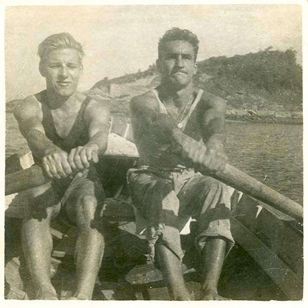 Rowing with his friend Juanjo Elósegui