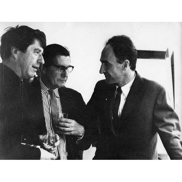 With Sir Roland Penrose and Kenneth Armitage in his solo exhibition at the McRoberts and Tunnard Gallery, London
