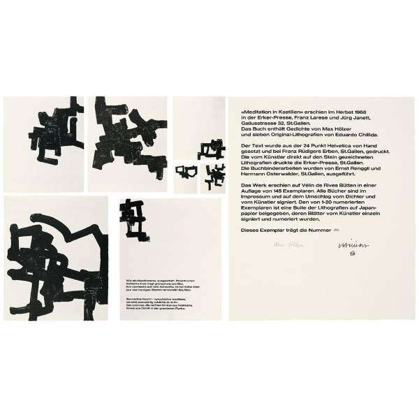 Lithographs and justification page in Medidation in Kastilien [Meditation in Castile] by Max Hölzer. Saint Gallen: Erker-Verlag