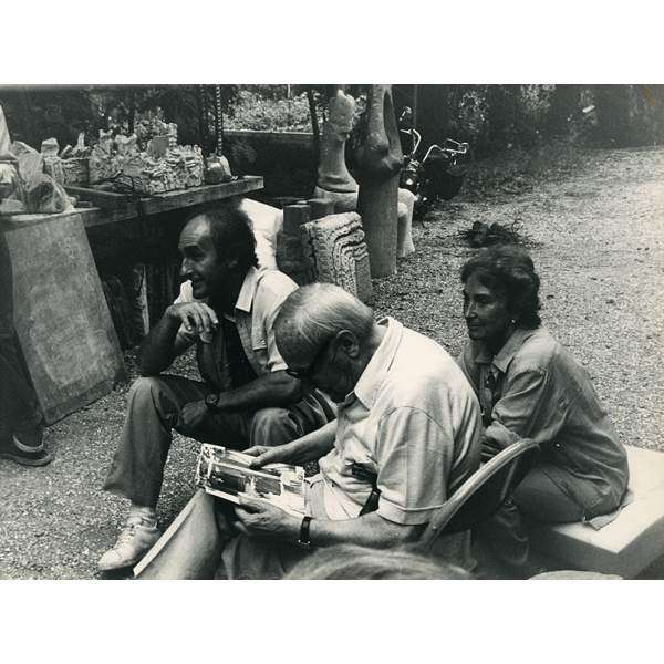 Chillida, Joan Miró and Pilar at the Fondation Maeght, Saint-Paul-de-Vence