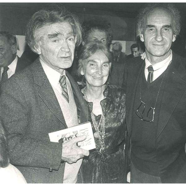 Chillida, Pilar, and Emil Cioran in the book presentation at the Erker-Presse, San Galo