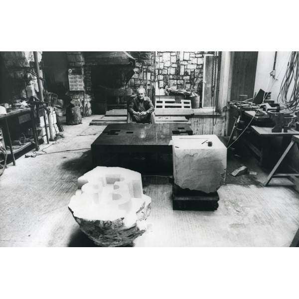 Chillida in his workshop of Villa Ingeborg, San Sebastian