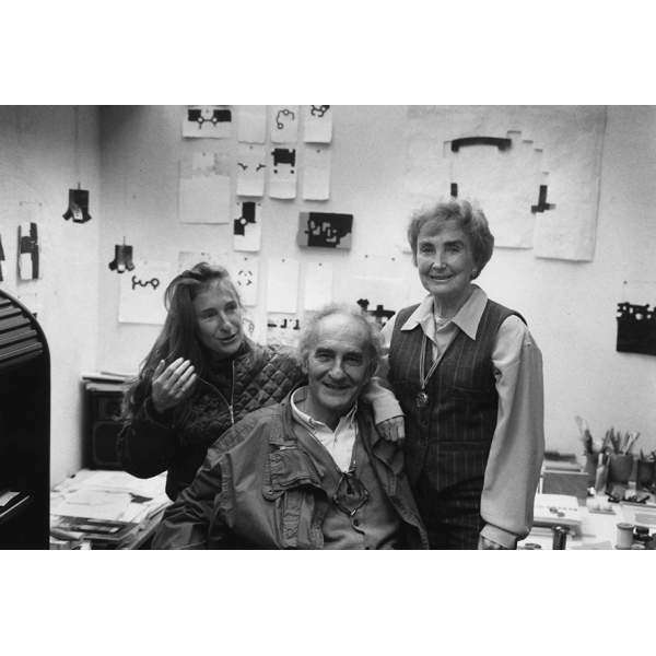 Chillida with Pilar and their daughter Susana in his studio of Villa Ingeborg, San Sebastian