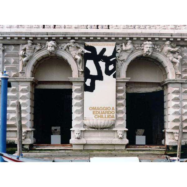 Entrance to the exhibition Omaggio a Chilida at the Ca' Pesaro palace in Venice